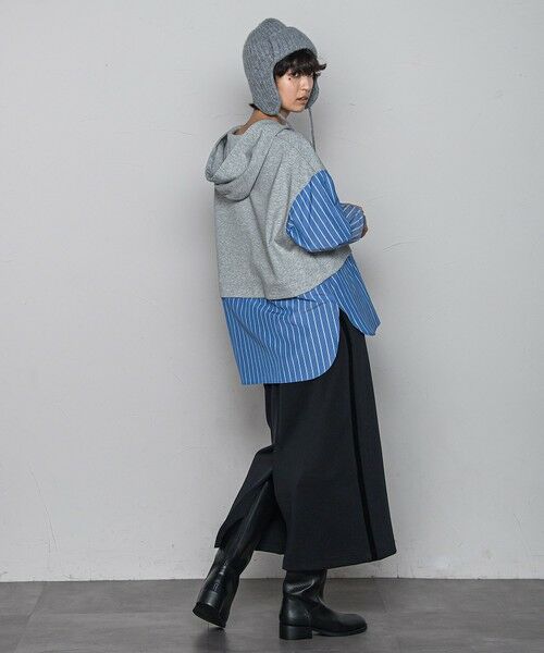 MAYSON GREY / メイソングレイ カットソー | ストライプシャツドッキングスキッパーフーディプルオーバー≪洗濯機で洗える≫ | 詳細15