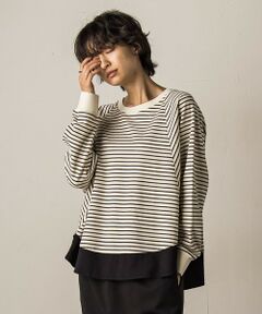 MAYSON GREY / メイソングレイ カットソー | ポンチローマラウンドヘム裾ドッキングプルオーバー≪洗濯機で洗える≫