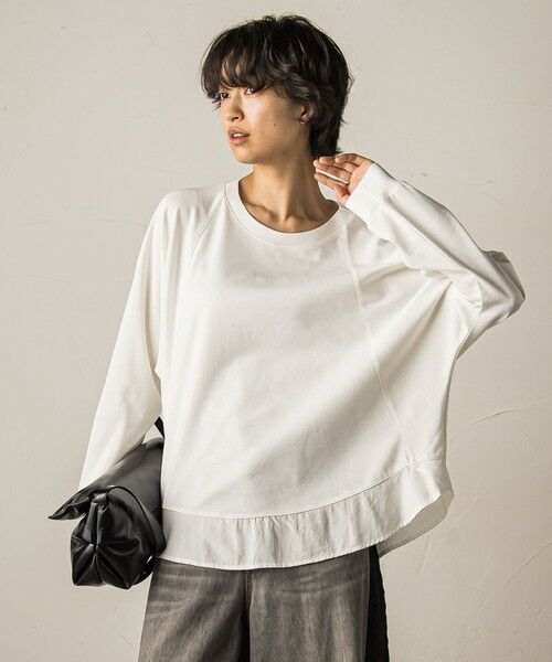 MAYSON GREY / メイソングレイ カットソー | ポンチローマラウンドヘム裾ドッキングプルオーバー≪洗濯機で洗える≫ | 詳細1