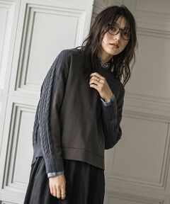 MAYSON GREY / メイソングレイ カットソー | 【WEB限定】裏毛×ニット前後ドッキングプルオーバー≪手洗い可能≫