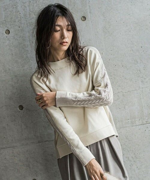 MAYSON GREY / メイソングレイ カットソー | 【WEB限定】裏毛×ニット前後ドッキングプルオーバー≪手洗い可能≫ | 詳細1