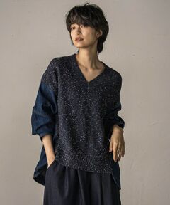 MAYSON GREY / メイソングレイ ニット・セーター | デニムドッキングニットプルオーバー≪手洗い可能≫