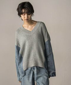 MAYSON GREY / メイソングレイ ニット・セーター | デニムドッキングニットプルオーバー≪手洗い可能≫