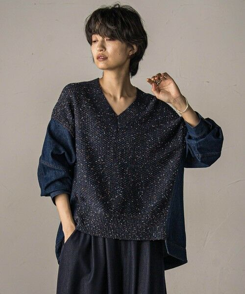 MAYSON GREY / メイソングレイ ニット・セーター | デニムドッキングニットプルオーバー≪手洗い可能≫ | 詳細1