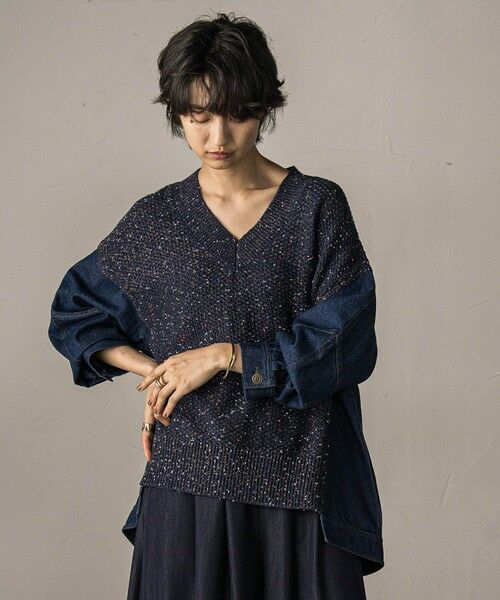 MAYSON GREY / メイソングレイ ニット・セーター | デニムドッキングニットプルオーバー≪手洗い可能≫ | 詳細2