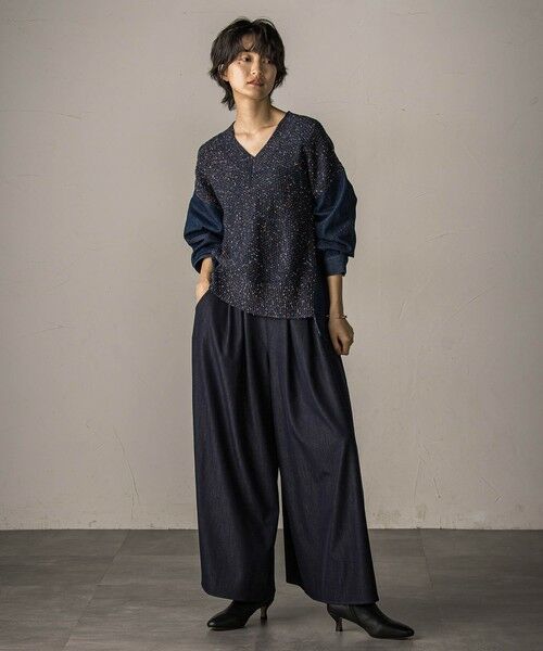 MAYSON GREY / メイソングレイ ニット・セーター | デニムドッキングニットプルオーバー≪手洗い可能≫ | 詳細8