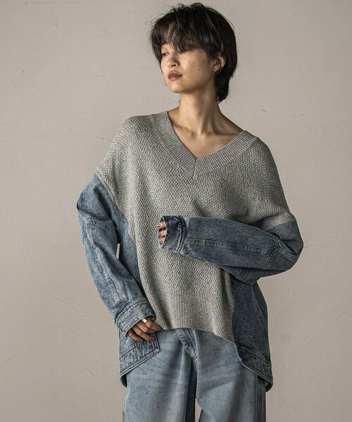 MAYSON GREY / メイソングレイ ニット・セーター | デニムドッキングニットプルオーバー≪手洗い可能≫ | 詳細15