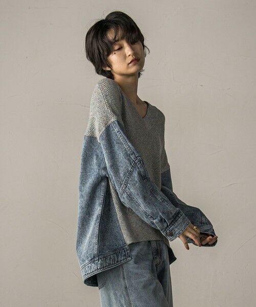 MAYSON GREY / メイソングレイ ニット・セーター | デニムドッキングニットプルオーバー≪手洗い可能≫ | 詳細18