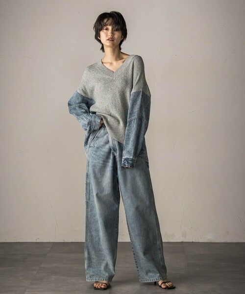 MAYSON GREY / メイソングレイ ニット・セーター | デニムドッキングニットプルオーバー≪手洗い可能≫ | 詳細22