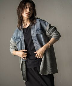 MAYSON GREY / メイソングレイ カーディガン・ボレロ | デニムドッキングニットカーディガン≪手洗い可能≫
