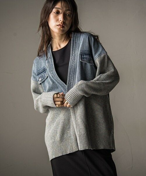 MAYSON GREY / メイソングレイ カーディガン・ボレロ | デニムドッキングニットカーディガン≪手洗い可能≫ | 詳細13