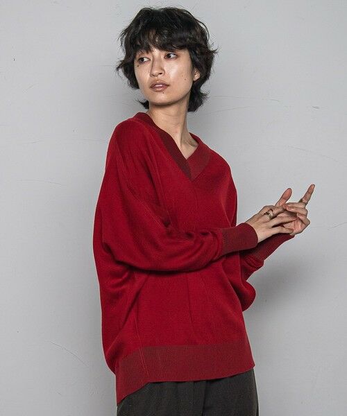 MAYSON GREY/メイソングレイ 今日の気分で着回せるリバーシブルニット≪手洗い可能≫ レッド M MAYSON GREY/メイソングレイ 今日の気分で着回せるリバーシブルニット≪手洗い可能≫ レッド M