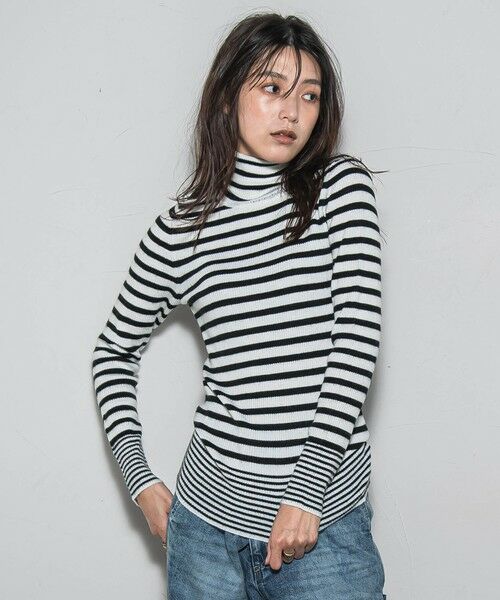 MAYSON GREY / メイソングレイ ニット・セーター | 【WEB限定】タートルネックボーダーニットプルオーバー≪手洗い可能≫ | 詳細1