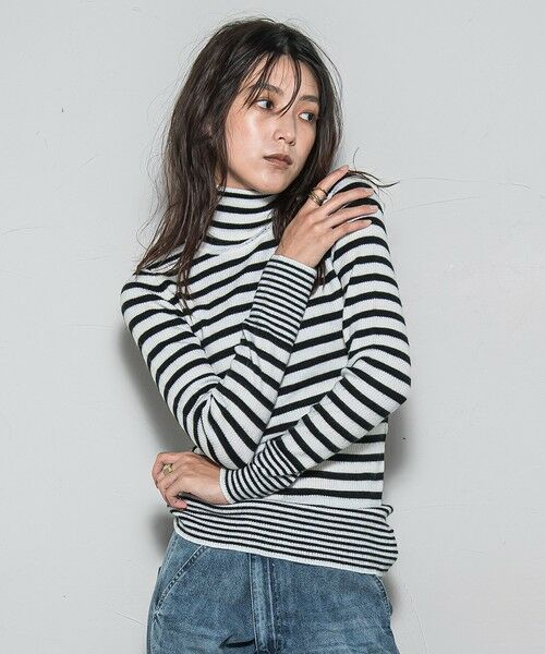 MAYSON GREY / メイソングレイ ニット・セーター | 【WEB限定】タートルネックボーダーニットプルオーバー≪手洗い可能≫ | 詳細4