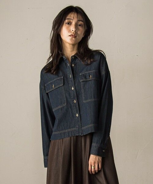 MAYSON GREY / メイソングレイ シャツ・ブラウス | コーデュロイカラークロップデニムシャツ≪洗濯機で洗える≫ | 詳細1