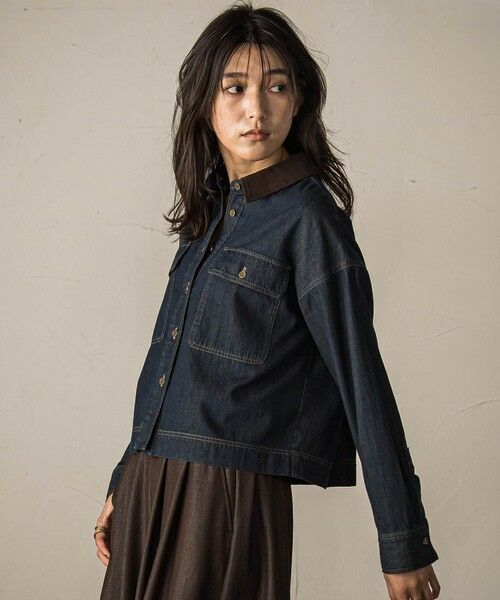 MAYSON GREY / メイソングレイ シャツ・ブラウス | コーデュロイカラークロップデニムシャツ≪洗濯機で洗える≫ | 詳細2