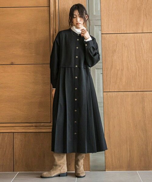 MAYSON GREY / メイソングレイ ロング・マキシ丈ワンピース | サイドプリーツシャツワンピース≪洗濯機で洗える≫ | 詳細1