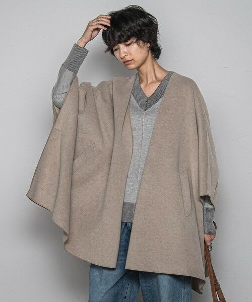 MAYSON GREY / メイソングレイ テーラードジャケット | ニット両面パイルノーカラーポンチョ | 詳細12