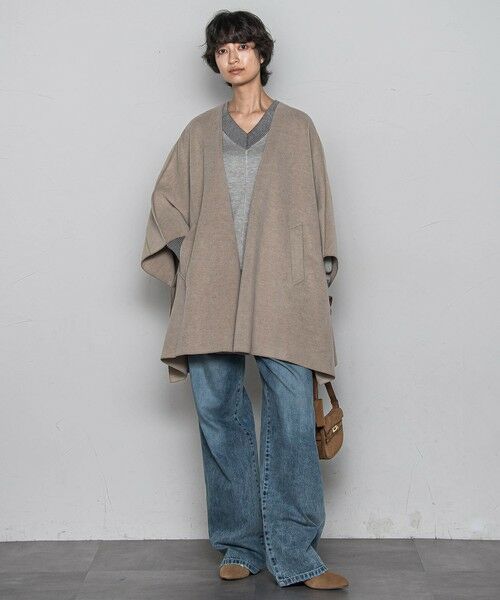 MAYSON GREY / メイソングレイ テーラードジャケット | ニット両面パイルノーカラーポンチョ | 詳細13