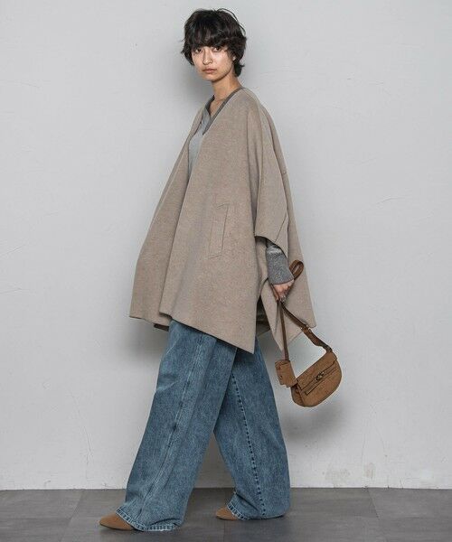 MAYSON GREY / メイソングレイ テーラードジャケット | ニット両面パイルノーカラーポンチョ | 詳細14