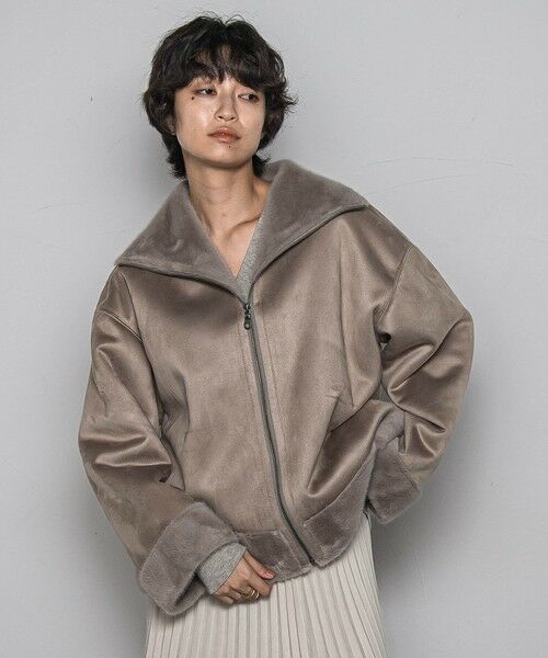 MAYSON GREY / メイソングレイ テーラードジャケット | カジュアルだけど女っぽいフェイクムートンジャケット | 詳細1