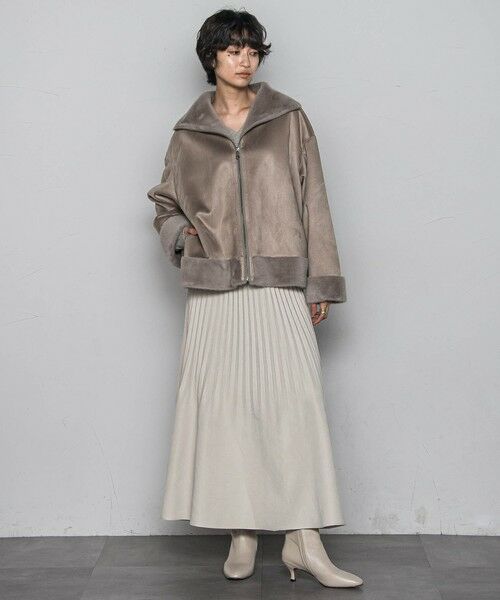 MAYSON GREY / メイソングレイ ミニ・ひざ丈スカート | スウェードライク消しプリーツスカート≪手洗い可能≫ | 詳細8