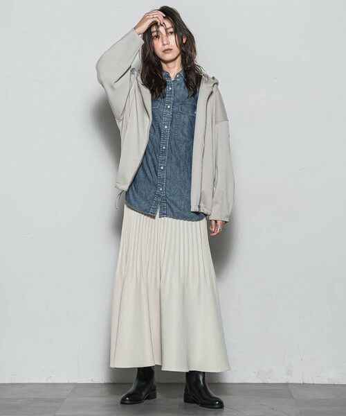 MAYSON GREY / メイソングレイ ミニ・ひざ丈スカート | スウェードライク消しプリーツスカート≪手洗い可能≫ | 詳細11
