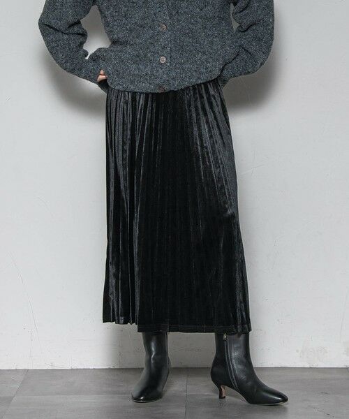 MAYSON GREY / メイソングレイ ミニ・ひざ丈スカート | 【WEB限定】ストレッチベロアプリーツスカート≪手洗い可能≫ | 詳細1