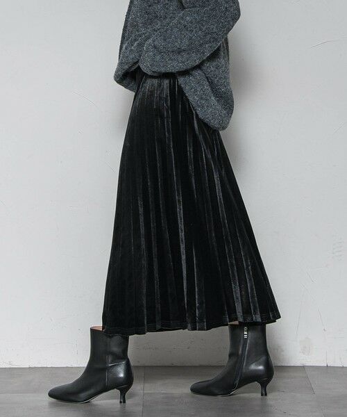 MAYSON GREY / メイソングレイ ミニ・ひざ丈スカート | 【WEB限定】ストレッチベロアプリーツスカート≪手洗い可能≫ | 詳細2