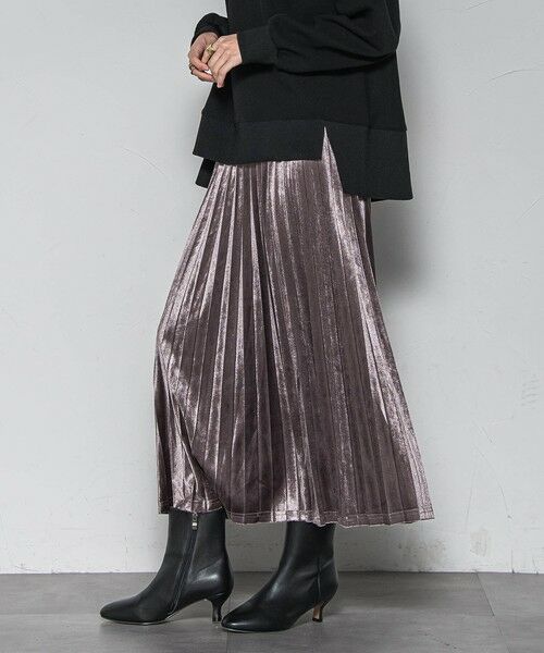 MAYSON GREY / メイソングレイ ミニ・ひざ丈スカート | 【WEB限定】ストレッチベロアプリーツスカート≪手洗い可能≫ | 詳細10