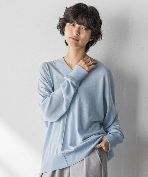MAYSON GREY / メイソングレイ ニット・セーター | 【新色追加】Vネックコクーンニットプルオーバー≪手洗い可能≫（ブルー）