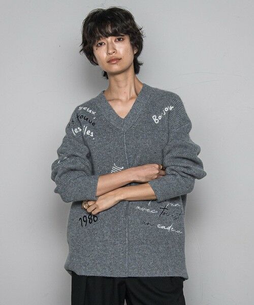 MAYSON GREY / メイソングレイ ニット・セーター | メッセージ刺繍Vネックニットプルオーバー≪手洗い可能≫ | 詳細15