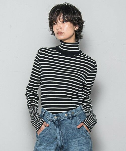 MAYSON GREY/メイソングレイ リブタートルニットプルオーバー≪手洗い可能≫ ブラック系その他 M MAYSON GREY/メイソングレイ リブタートルニットプルオーバー≪手洗い可能≫ ブラック系その他 M