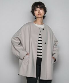 MAYSON GREY / メイソングレイ ダッフルコート | ライトジャージメルトンノーカラーミドルコート