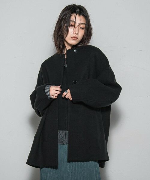 MAYSON GREY / メイソングレイ ダッフルコート | ライトジャージメルトンノーカラーミドルコート | 詳細1