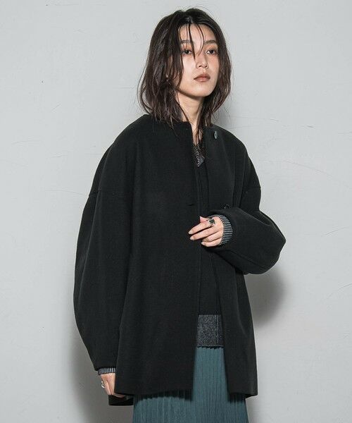 MAYSON GREY / メイソングレイ ダッフルコート | ライトジャージメルトンノーカラーミドルコート | 詳細2