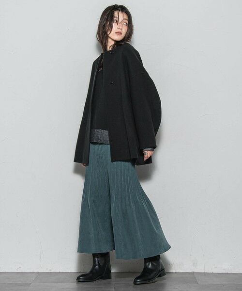 MAYSON GREY / メイソングレイ ダッフルコート | ライトジャージメルトンノーカラーミドルコート | 詳細5