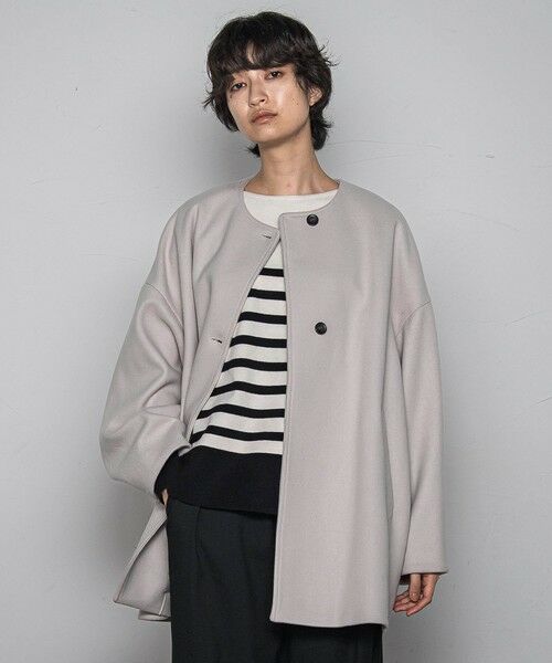 MAYSON GREY / メイソングレイ ダッフルコート | ライトジャージメルトンノーカラーミドルコート | 詳細9