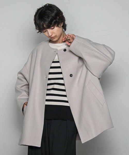 MAYSON GREY / メイソングレイ ダッフルコート | ライトジャージメルトンノーカラーミドルコート | 詳細10