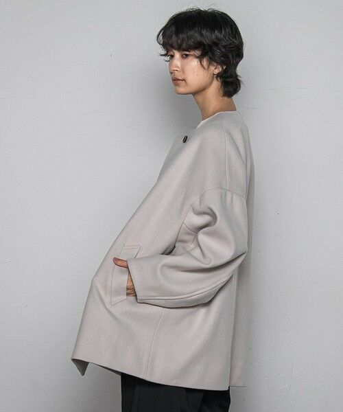 MAYSON GREY / メイソングレイ ダッフルコート | ライトジャージメルトンノーカラーミドルコート | 詳細11