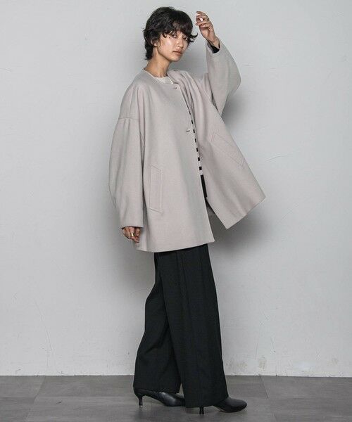 MAYSON GREY / メイソングレイ ダッフルコート | ライトジャージメルトンノーカラーミドルコート | 詳細12