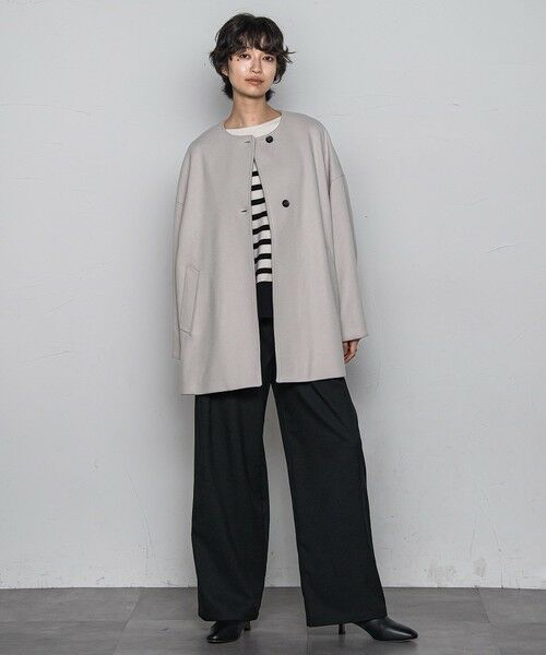 MAYSON GREY / メイソングレイ ダッフルコート | ライトジャージメルトンノーカラーミドルコート | 詳細13