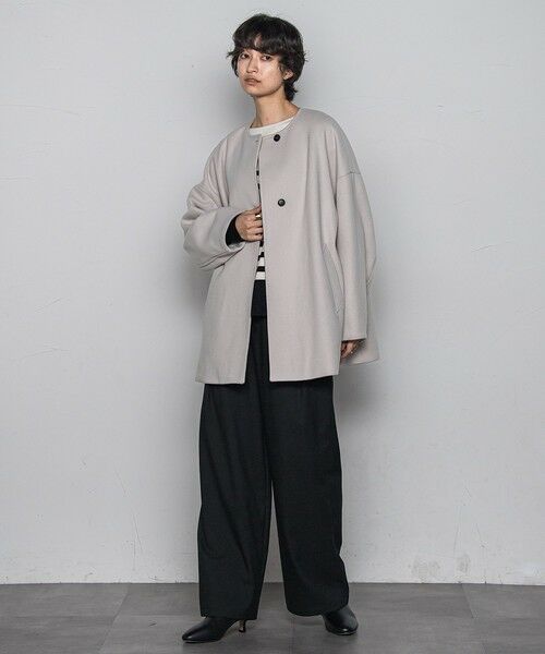 MAYSON GREY / メイソングレイ ダッフルコート | ライトジャージメルトンノーカラーミドルコート | 詳細14