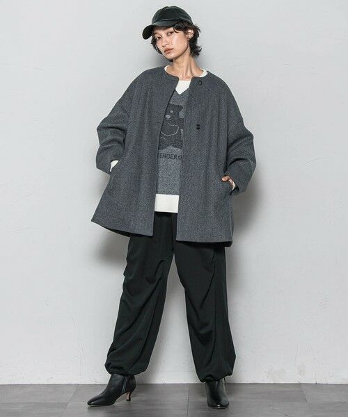 MAYSON GREY / メイソングレイ ダッフルコート | ライトジャージメルトンノーカラーミドルコート | 詳細19