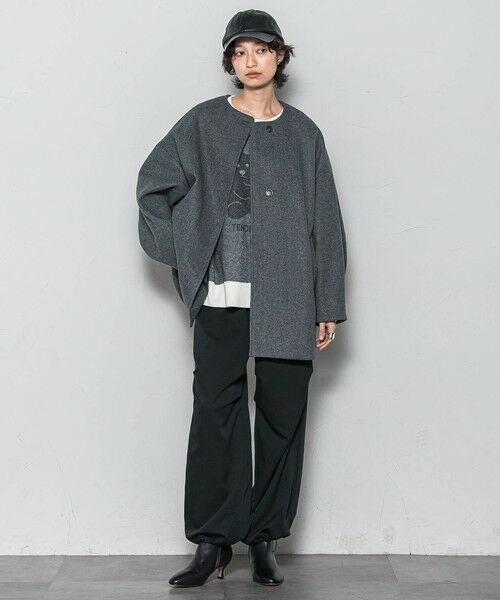 MAYSON GREY / メイソングレイ ダッフルコート | ライトジャージメルトンノーカラーミドルコート | 詳細21