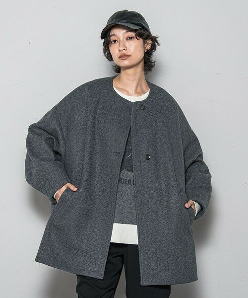 MAYSON GREY / メイソングレイ ダッフルコート | ライトジャージメルトンノーカラーミドルコート | 詳細16