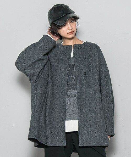 MAYSON GREY / メイソングレイ ダッフルコート | ライトジャージメルトンノーカラーミドルコート | 詳細17