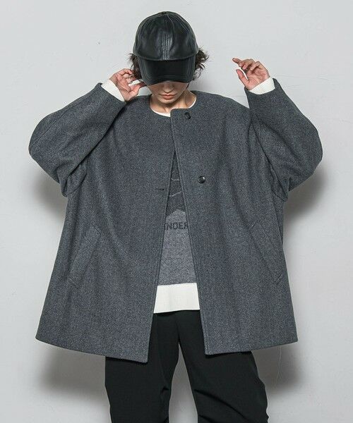 MAYSON GREY / メイソングレイ ダッフルコート | ライトジャージメルトンノーカラーミドルコート | 詳細18