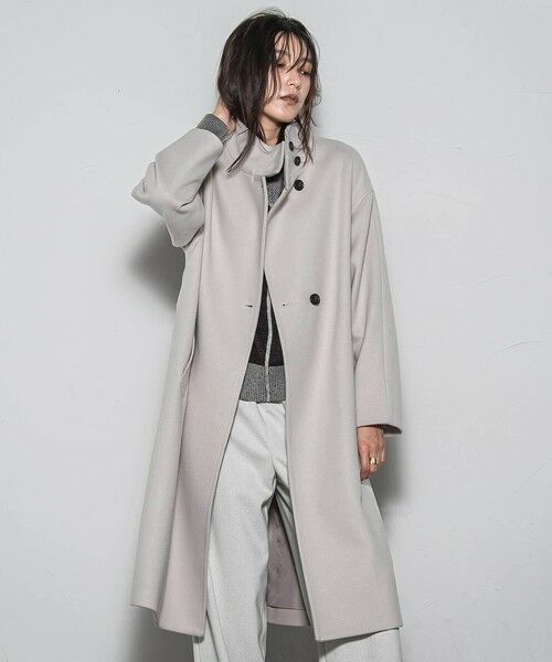 MAYSON GREY / メイソングレイ ダッフルコート | ライトジャージメルトンスタンドカラーロングコート | 詳細7