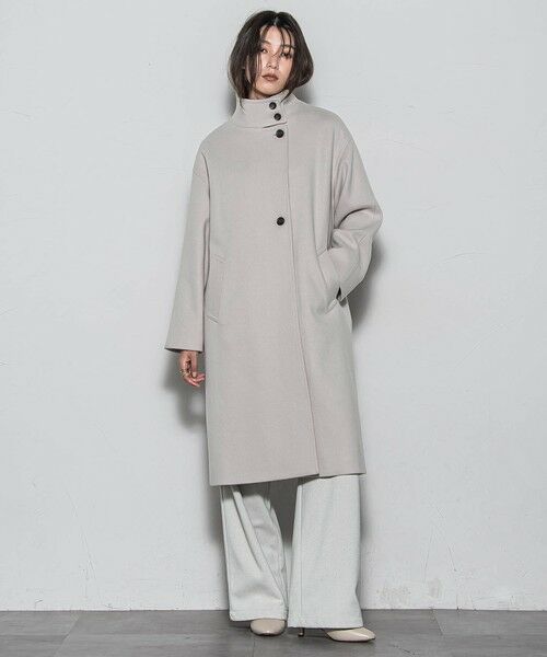 MAYSON GREY / メイソングレイ ダッフルコート | ライトジャージメルトンスタンドカラーロングコート | 詳細11